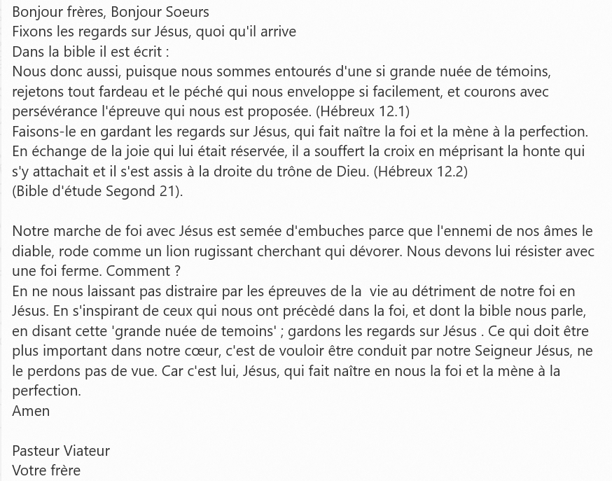 Fixons nos regards sur jesus