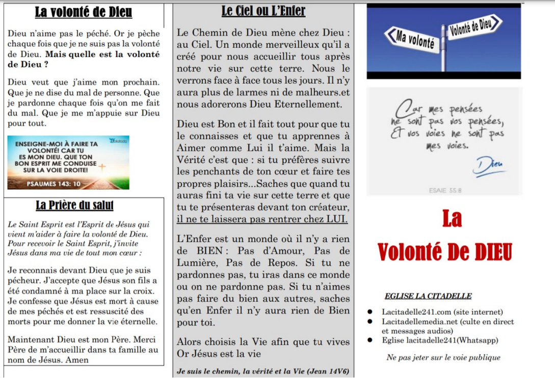 Flyer la volonte de dieu image
