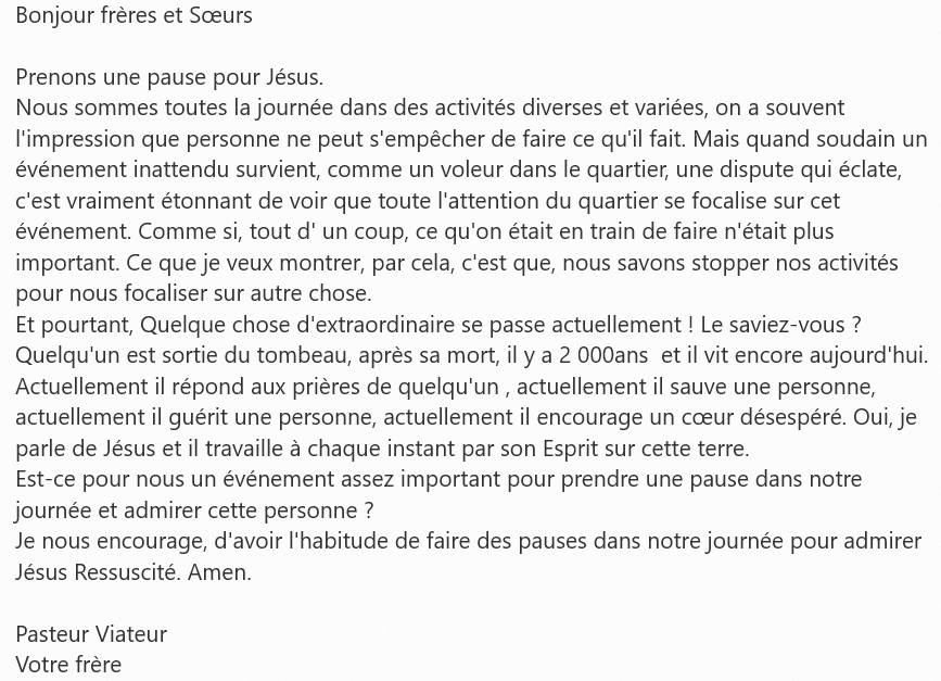 Prenons des pauses pour jesus